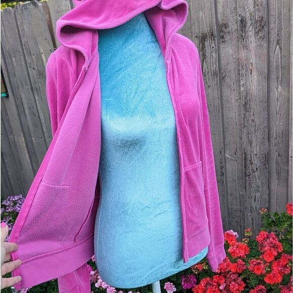 Juicy Couture Y2K Hot Pink Velour Bling Rhinestone Zip up Tracksuit Jacket. Medi - Picture 6 of 9